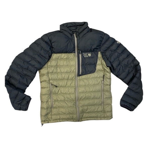 MOUNTAIN HARDWARE Men's Dynotherm Down Puffer Hooded Jacket Olive/Black SMALL - Picture 3 of 11